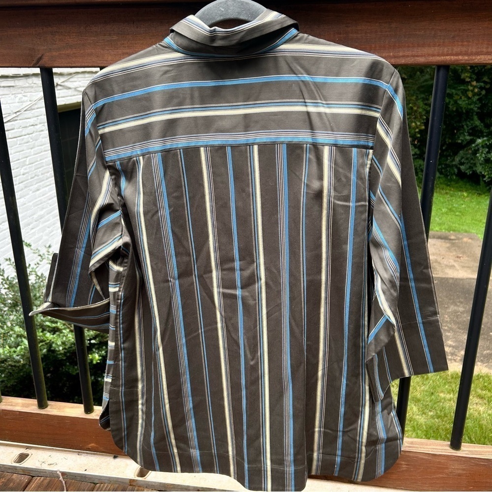 Hinson Wu has Charlotte 3/4 Sleeve Variegated Satin Stripe Top - Picture 6 of 9